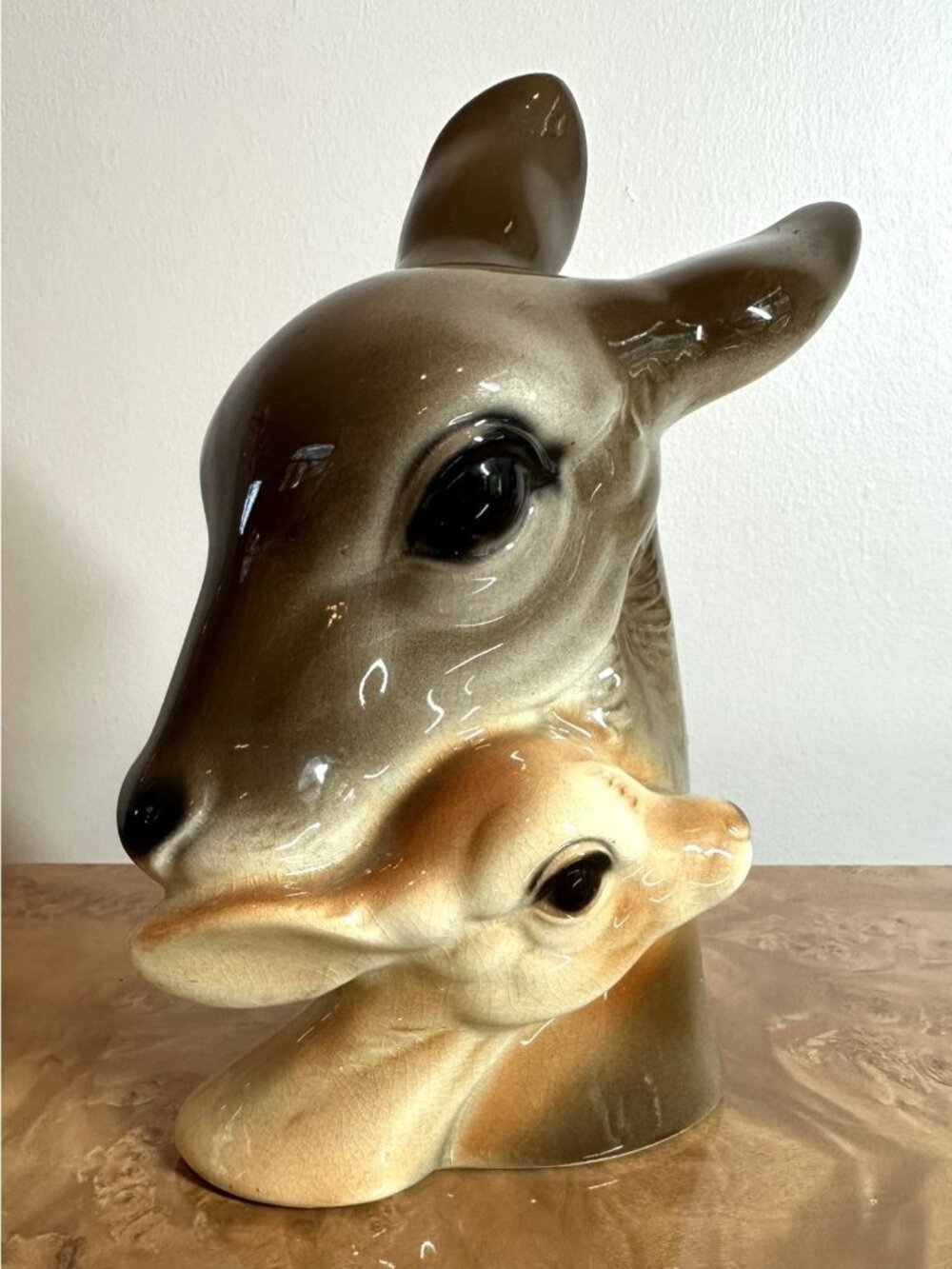 Vintage Royal Copley Doe Fawn Deer Figurine 1950s MCM Pottery 9"